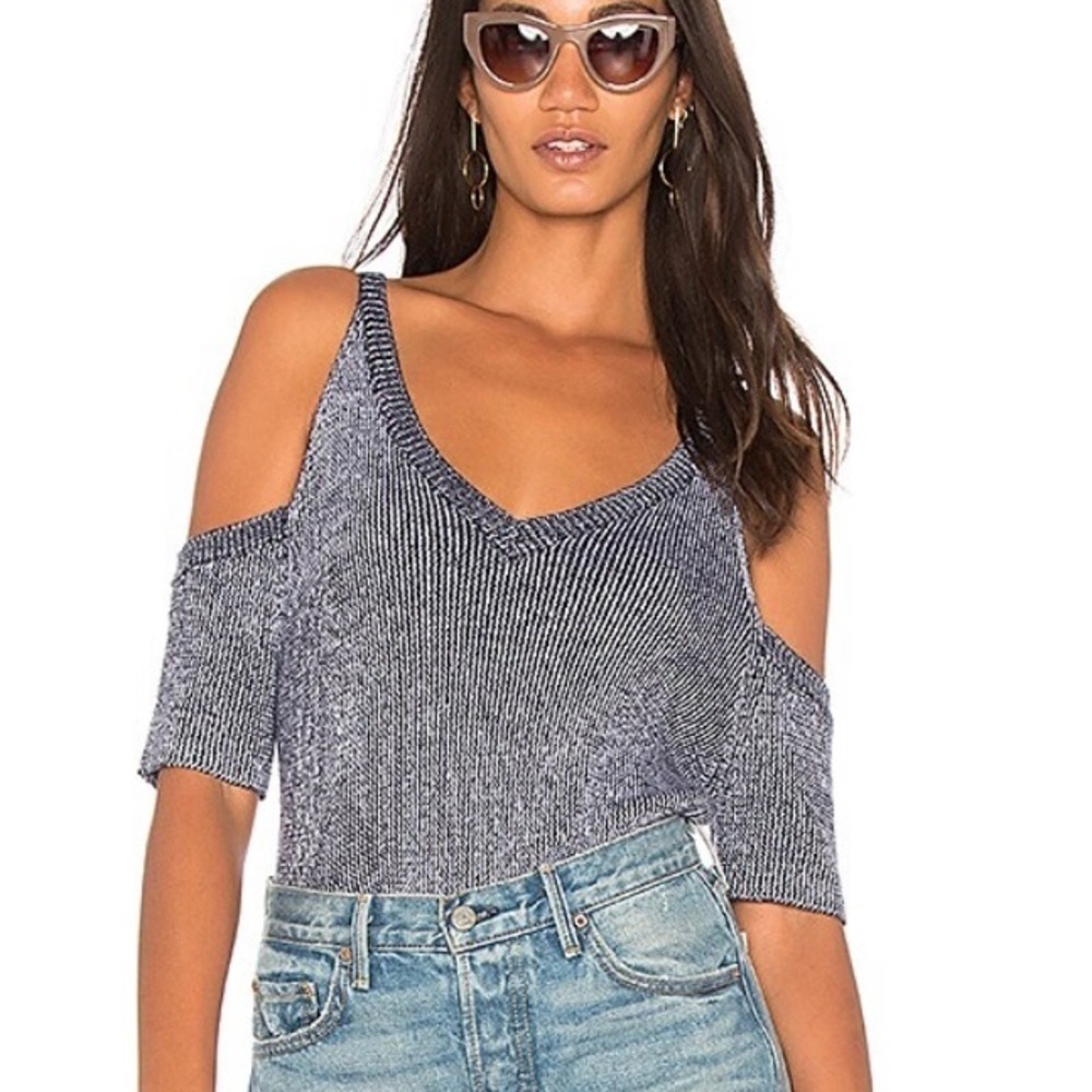 Splendid Surrey Mari Cold Shoulder Sweater Blue Size Small
